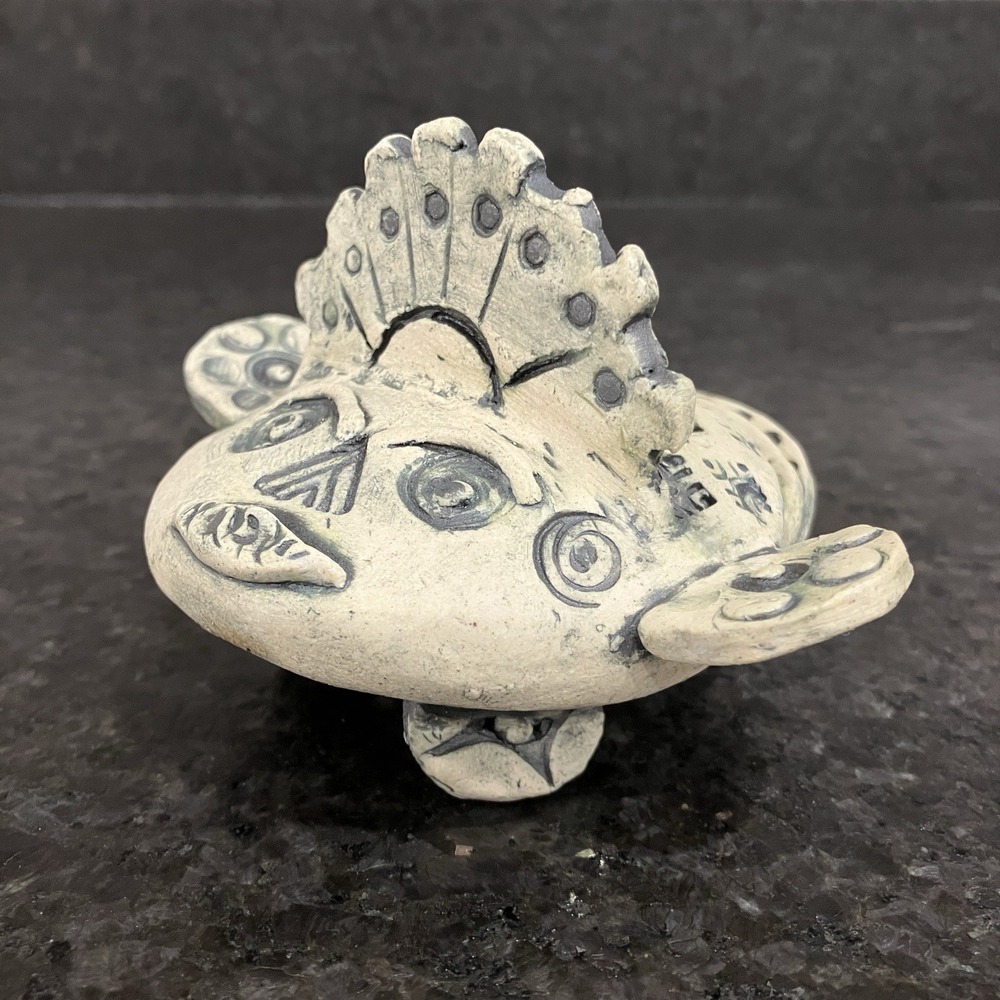 Mayan or Aztec Style Pottery Shaker or Rattle Bird or Fish Initialed JEP‎